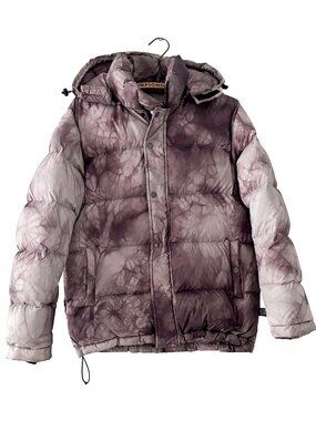 Aritzia TNA Super Puff Tie Dye Puffer Coat 700 Fill Goose Down Purple Ash Size S